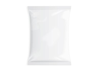 beyaz kağıt, plastik çanta üzerinde bir beyaz arka plan üstten görünüm vektör alay