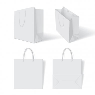 Beyaz arka plan üzerinde printwhite kağıt torba üst görünümü kadar mock up