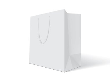 beyaz arka plan üzerinde beyaz kağıt torba kadar mock