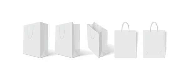 Bolsa Papel Blanco Sobre Fondo Blanco Maqueta Hasta — Vector de stock