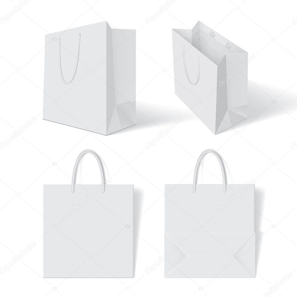 Printwhite paper bag top view on white background mock up