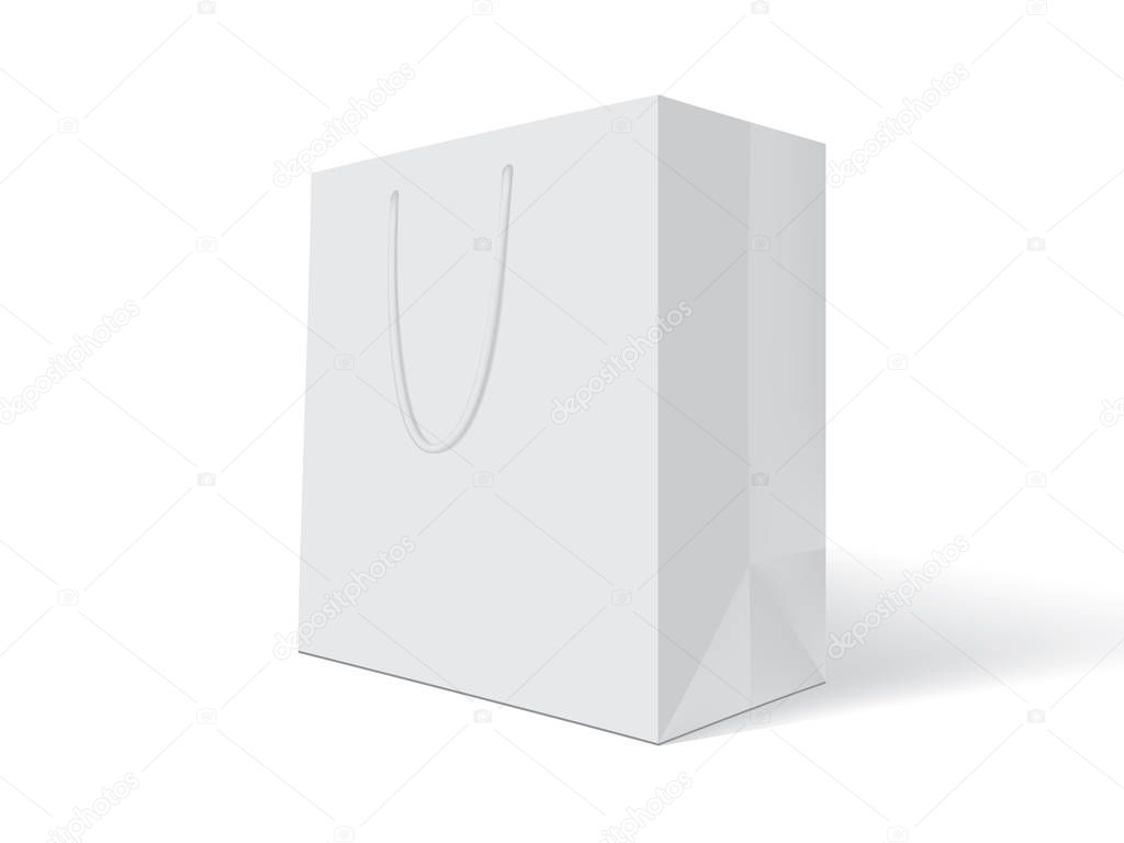 white paper bag on white background mock up