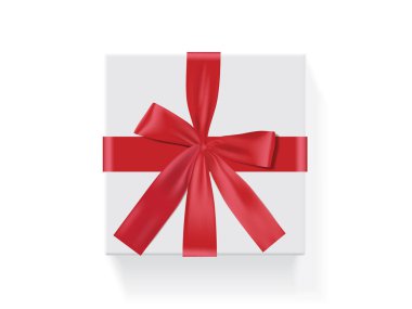 kırmızı yay Vektör ile kare beyaz kutu