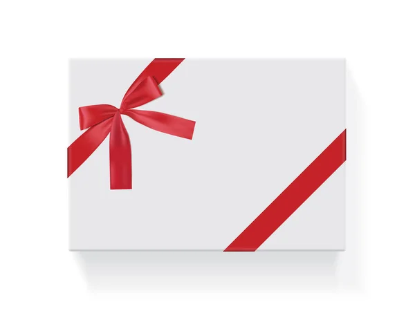 赤い弓ベクトルが付いている長方形の白い箱 — ストックベクタ
