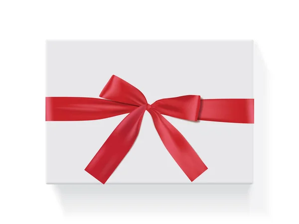 赤い弓ベクトルが付いている長方形の白い箱 — ストックベクタ