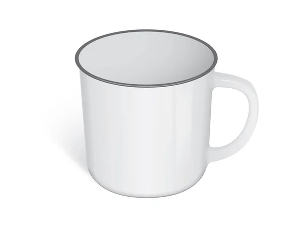 White Mug White Background Easy Change Colors — Stock Vector