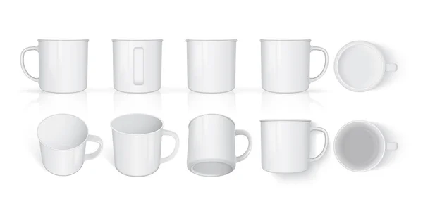 Caneca Diferentes Lados Mock Vector Template — Vetor de Stock