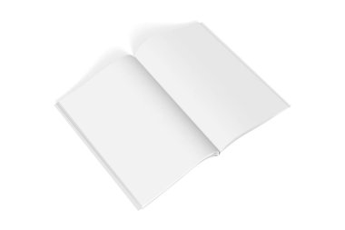 Beyaz arkaplanda izole edilmiş açık dergi