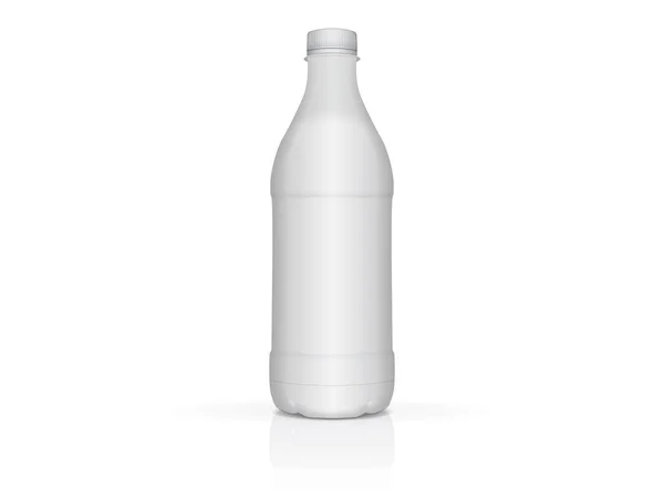 Botella de plástico blanco con leche o yogur para su diseño y logotipo. Es fácil cambiar de color. Mock up Vector — Vector de stock