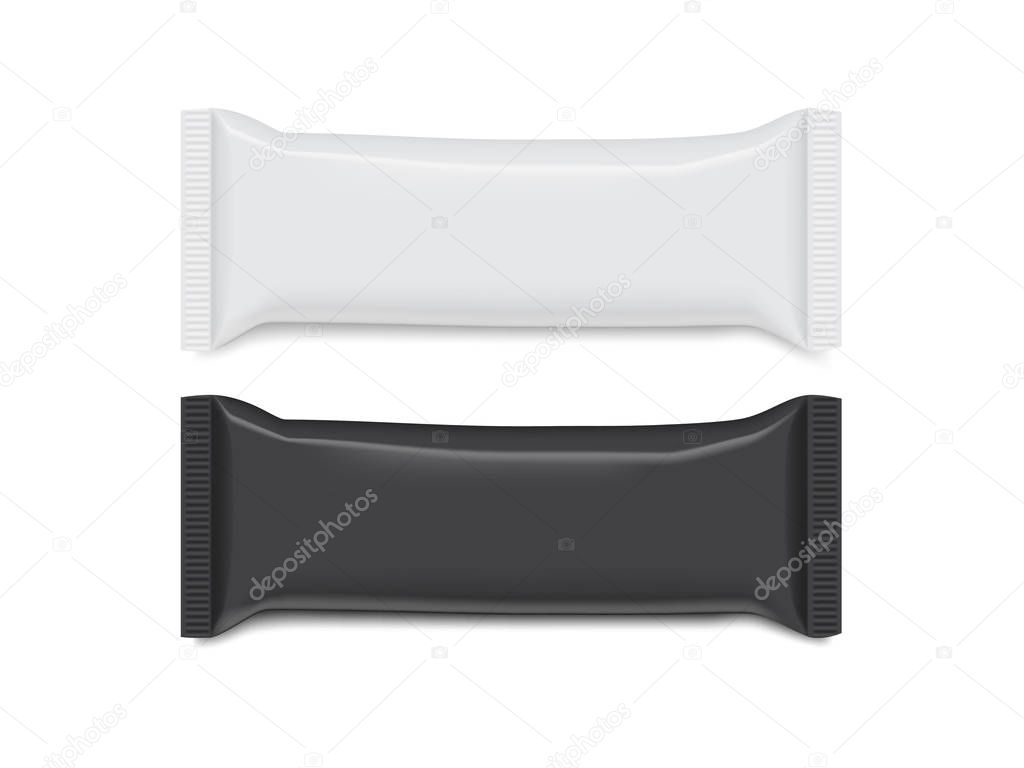 black and white paper packaging isolated on white background vector mock up