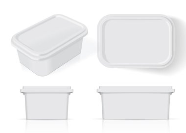 Tasarım ve logon için beyaz plastik kutu.