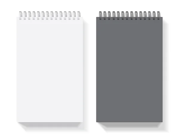 Weißes und schwarzes Notizbuch isoliert auf weißem Hintergrund Attrappe bis Vektor — Stockvektor