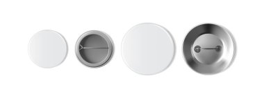 büyük ve küçük boş beyaz rozet beyaz arka planda izole edilmiş vektör maketi