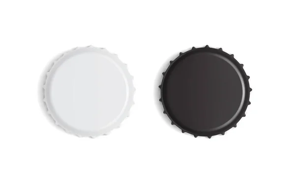 Tapas Botellas Blancas Negras Aisladas Sobre Fondo Blanco — Vector de stock