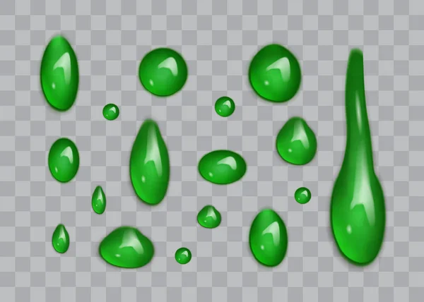 Зеленые Капли Выделены Темном Фоне Вектора — стоковый вектор