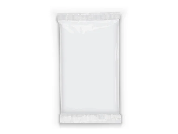 白い背景モックアップベクトル上に隔離された透明な影を持つ紙の白い流れのパッケージ — ストックベクタ