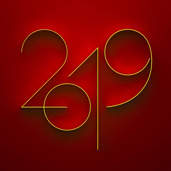 Gold 2019 Year Red Background — Stock Photo, Image