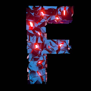 Aydınlık harf F soyut Çokgen şekiller oluşur