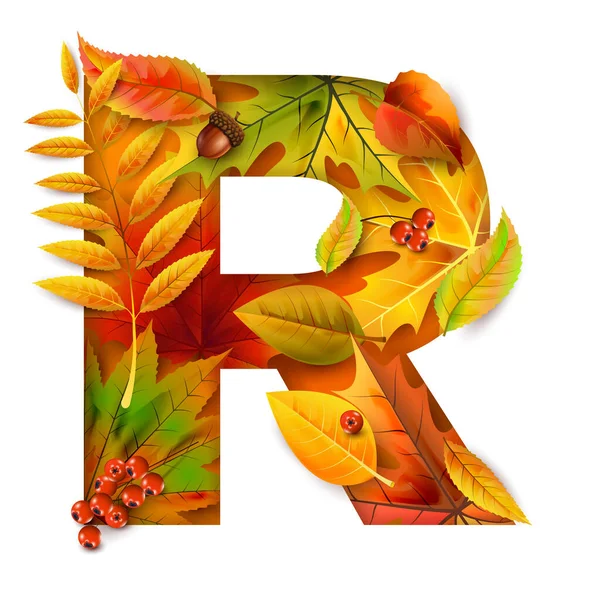 Autumn Stylized Alphabet Foliage Letter — Stock Vector