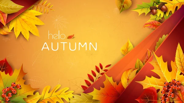 Illustration Automne Pour Texte Avec Feuilles Tombées — Image vectorielle