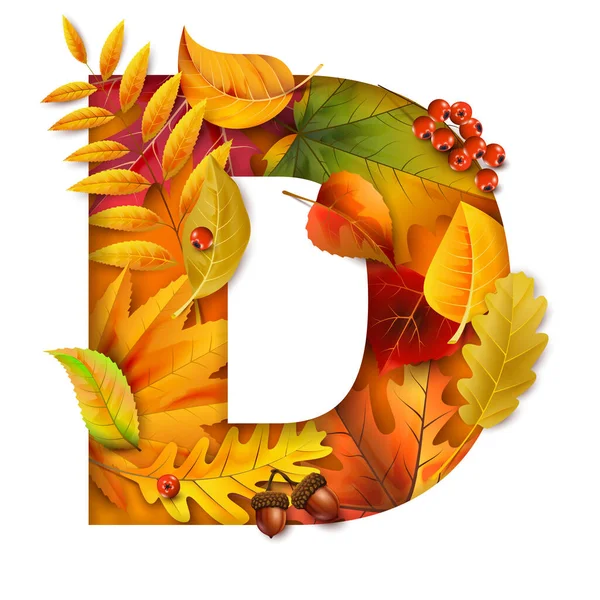 Autumn Stylized Alphabet Foliage Letter — Stock Vector