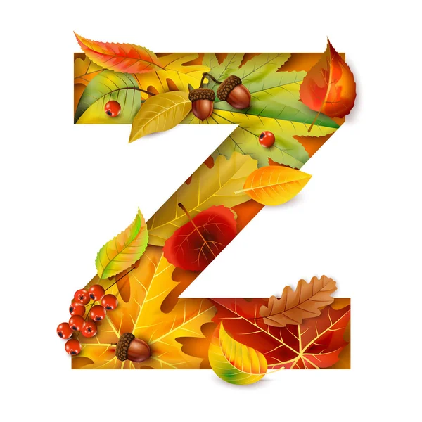 Autumn Stylized Alphabet Foliage Letter — Stock Vector