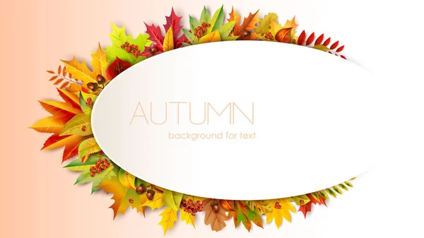 Autumn Oval Frame Text Decorated Foliage — Stock Vector