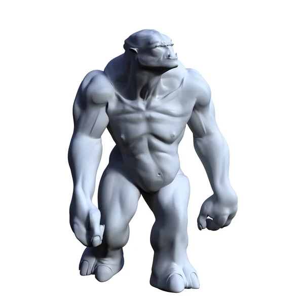 Orc Azul Grande Muscular Forma Uma Escultura — Fotografia de Stock