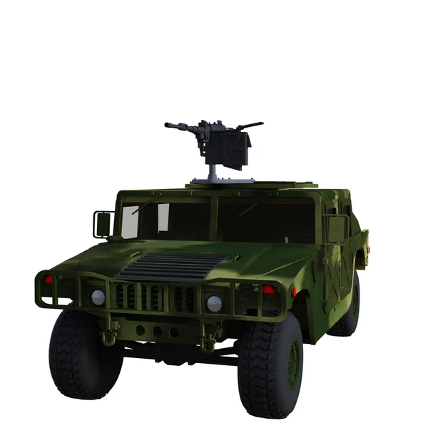Вид Американский Военный Hummer Темно Зеленого Цвета Пулеметом Крыше — стоковое фото