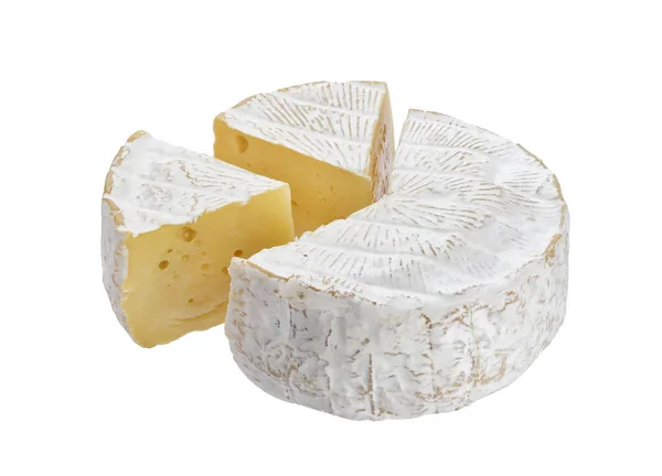 Kırpma yolu ile beyaz arkaplanda yalıtılmış Camembert peyniri — Stok fotoğraf
