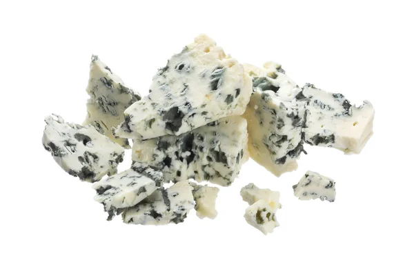 Deense blauwe kaas geïsoleerd op een witte achtergrond met uitknippad — Stockfoto