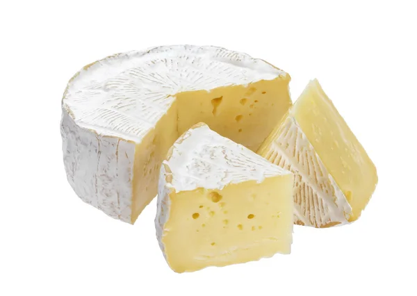 Camembert ost isolerad på vit bakgrund med klippbana — Stockfoto