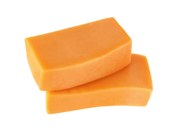 Beyaz arka plan üzerinde izole çedar peyniri — Stok fotoğraf