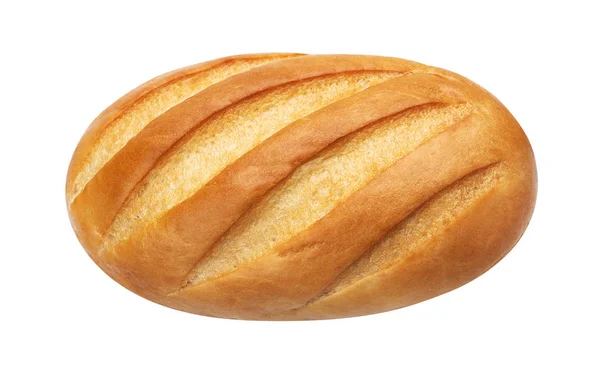 Lange brood. Wit brood geïsoleerd op een witte achtergrond, bovenaanzicht — Stockfoto