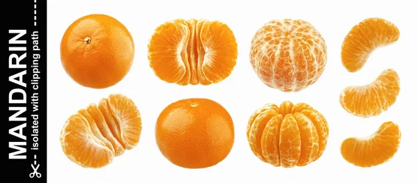 Mandarina, mandarina, clementina aislada sobre fondo blanco. Colección — Foto de Stock