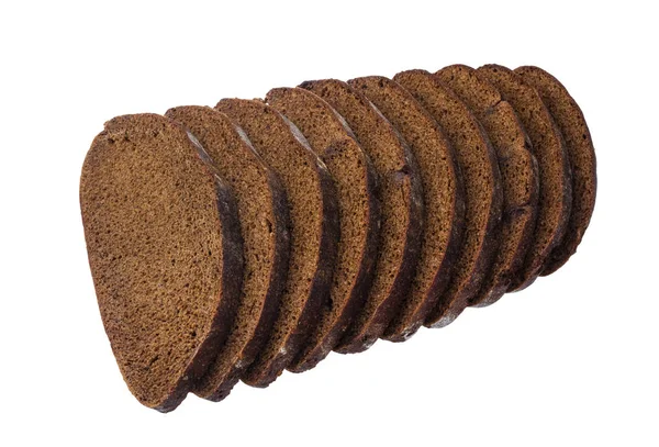 Sliced black rye bread isolated on white background — Stock Photo, Image