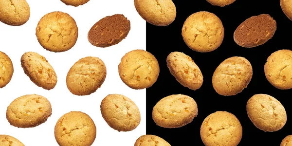Шоколадне вівсяне печиво безшовний візерунок, ізольоване на білому та чорному тлі — стокове фото