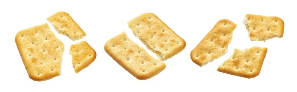 Gebrochener Cracker isoliert auf weißem Hintergrund — Stockfoto