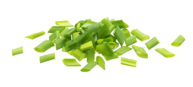 Chopped chives, fresh green onions isolated on white background clipart