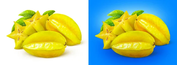 Carambola isolerad på vit bakgrund, starfruits heap — Stockfoto