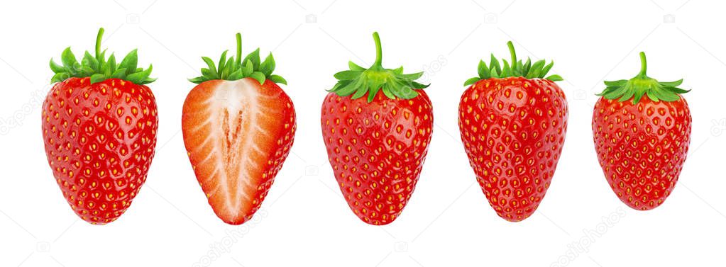 Strawberry isolated. Collection of strawberries isolated on white background
