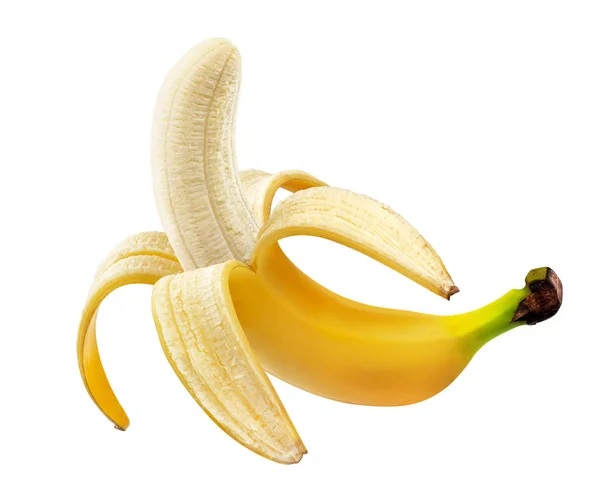 Oloupaný banán izolovaných na bílém pozadí s ořezovou cestou — Stock fotografie
