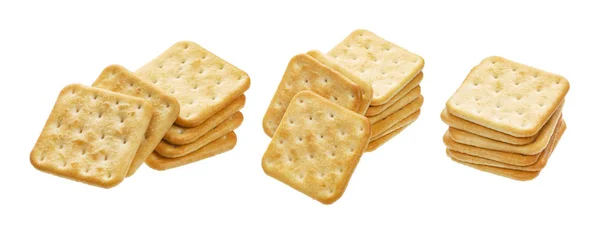 Stack of square crackers isolated on white background — Stock Photo, Image