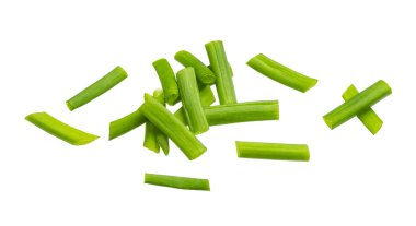 Chopped chives, fresh green onions isolated on white background clipart