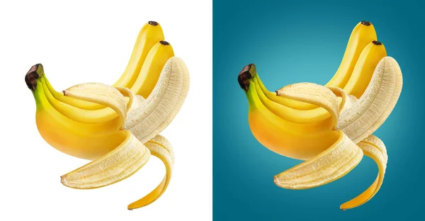 Skalade bananer isolerad på vit bakgrund med urklippsbana — Stockfoto