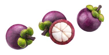 Kırpma yolu ile beyaz arka plan üzerinde izole mangosteen