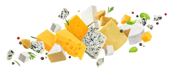 Assortiment de fromages isolés sur fond blanc — Photo