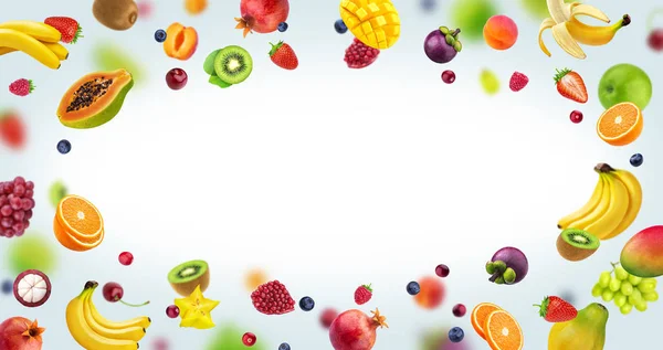 Rahmen aus Früchten und Beeren — Stockfoto