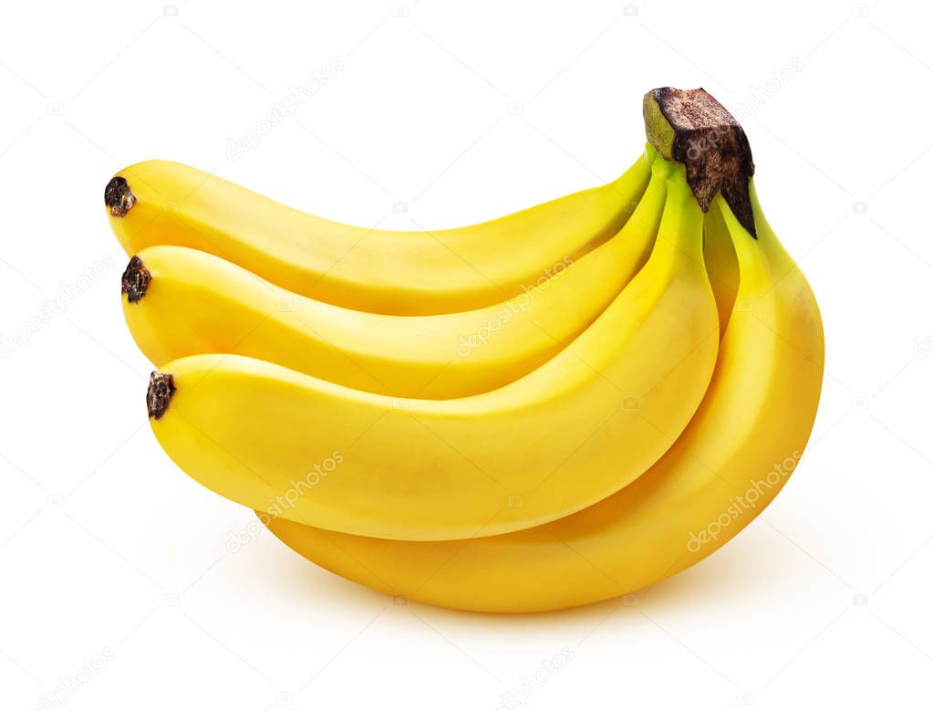 Banana bunch isolated on white background, closeup