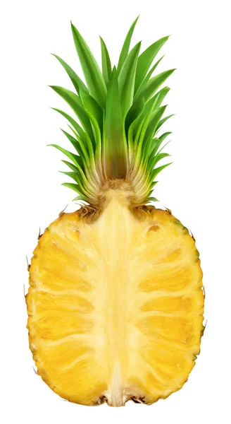 Połowa ananasa izolowana na białym tle — Zdjęcie stockowe